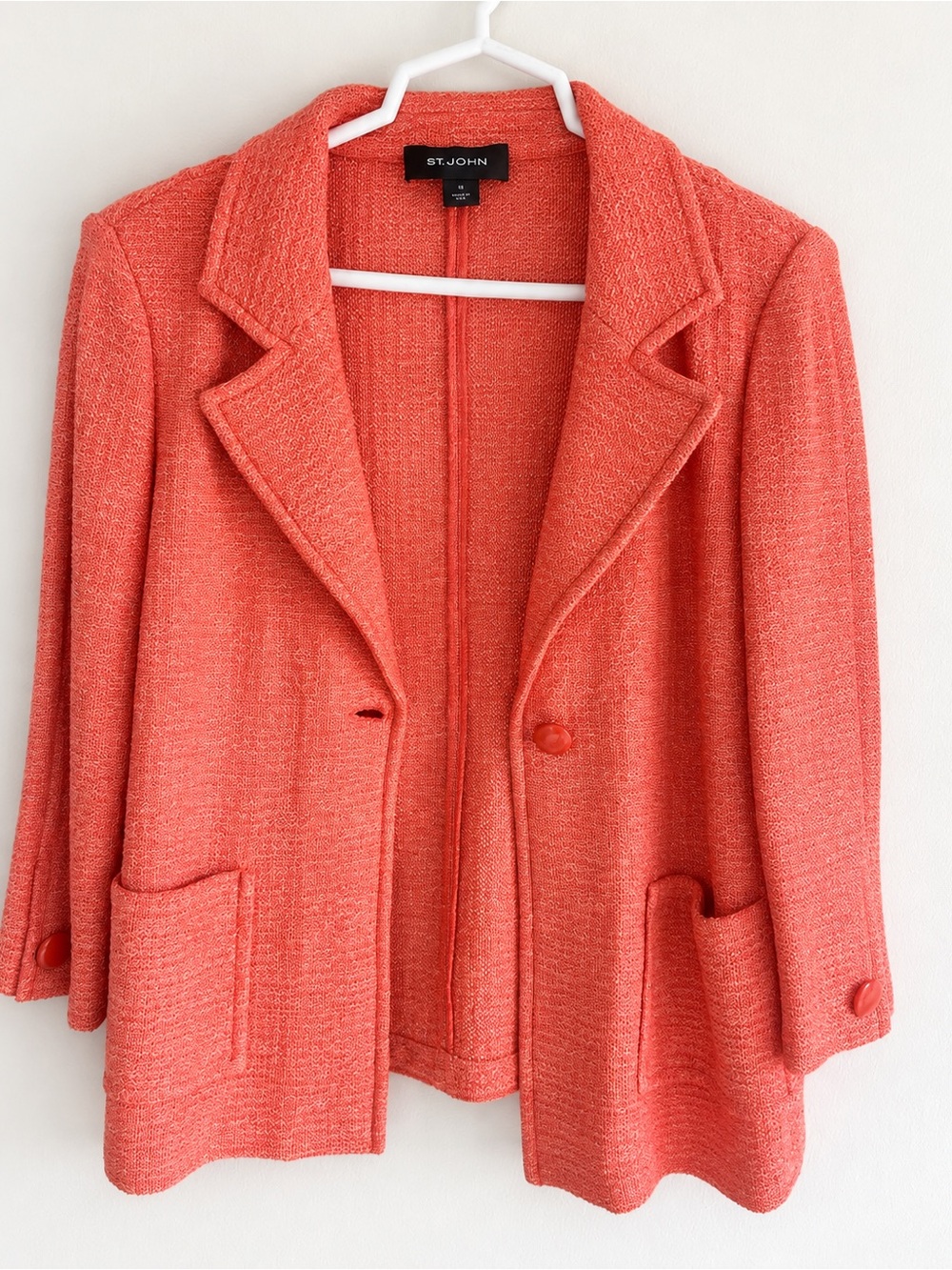 St. John Salmon/Coral Knit Blazer Jacket